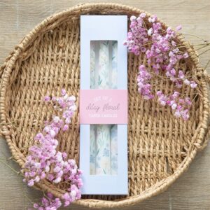 set 3 velas cónicas floral